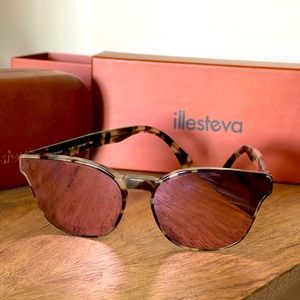 COPY - Illesteva mirrored sunglasses in turtle shell and pink